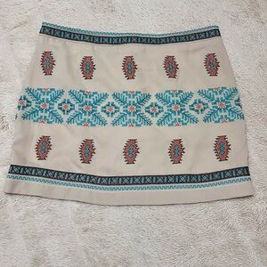 Embroidered Beige and Teal Skirt